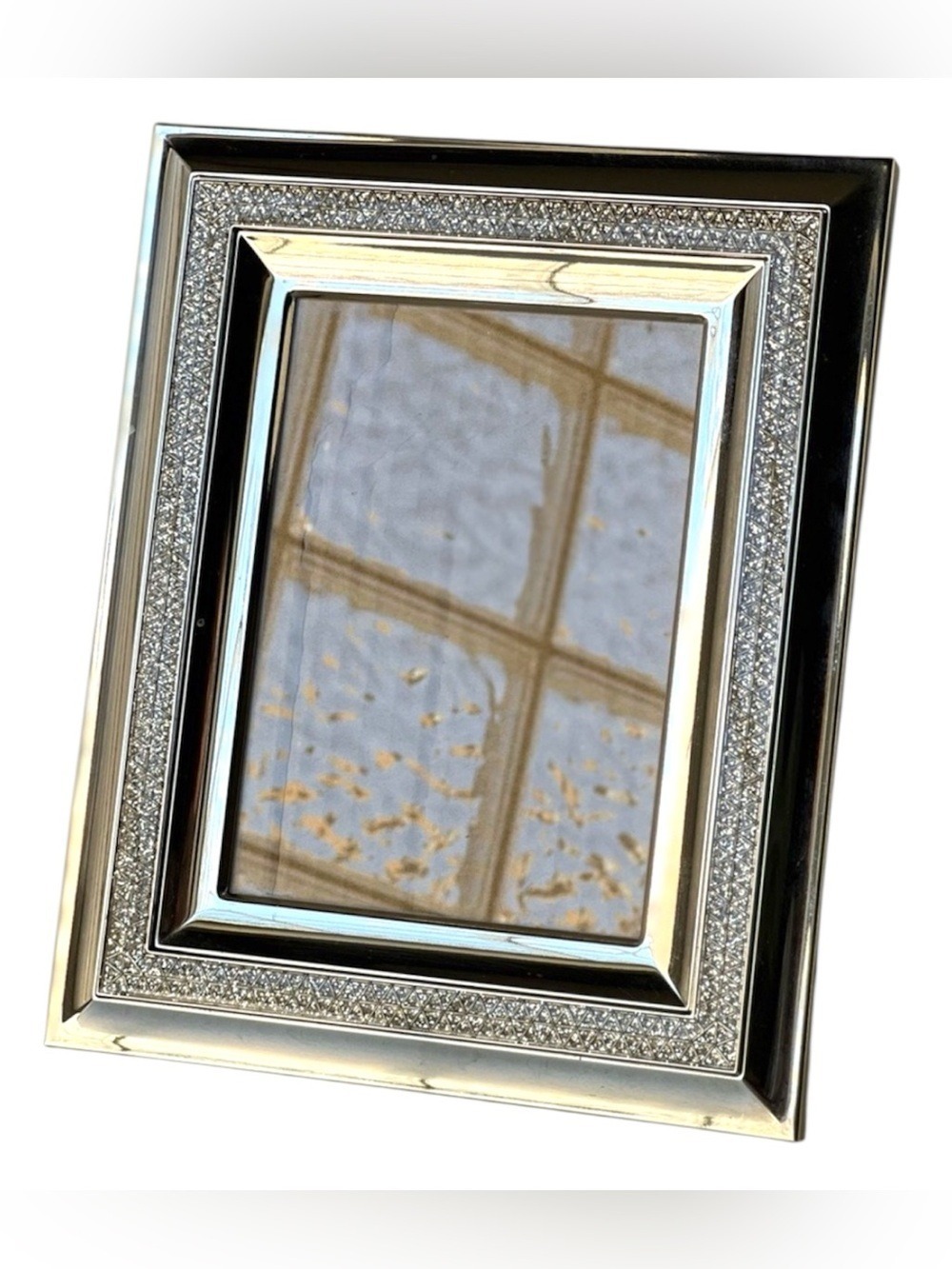 Papyrus Shimmery Metallic Chrome and Faux Diamond 5x7 Tabletop Frame